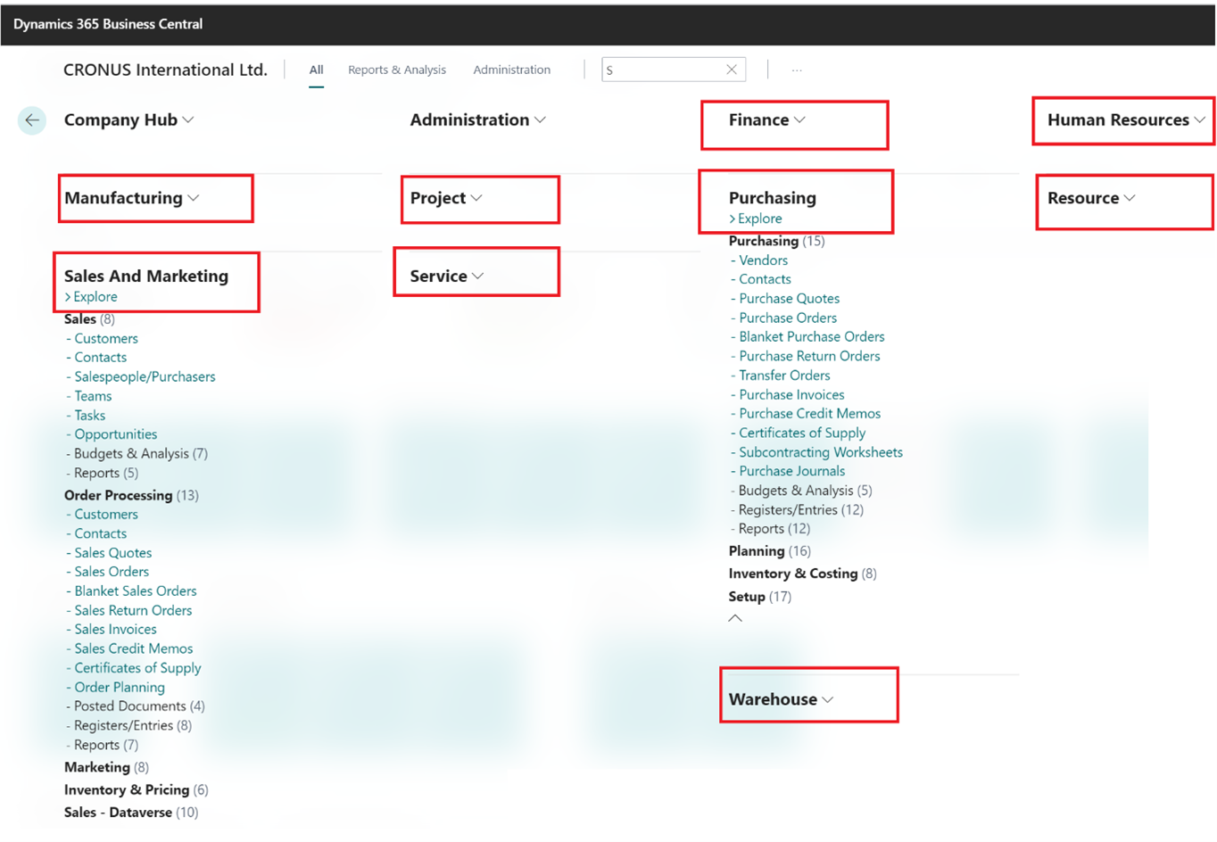 Business Central Modules