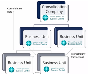 Transactions and consolidated reports in holdings and the Microsoft Dynamics 365 Business Central solution
